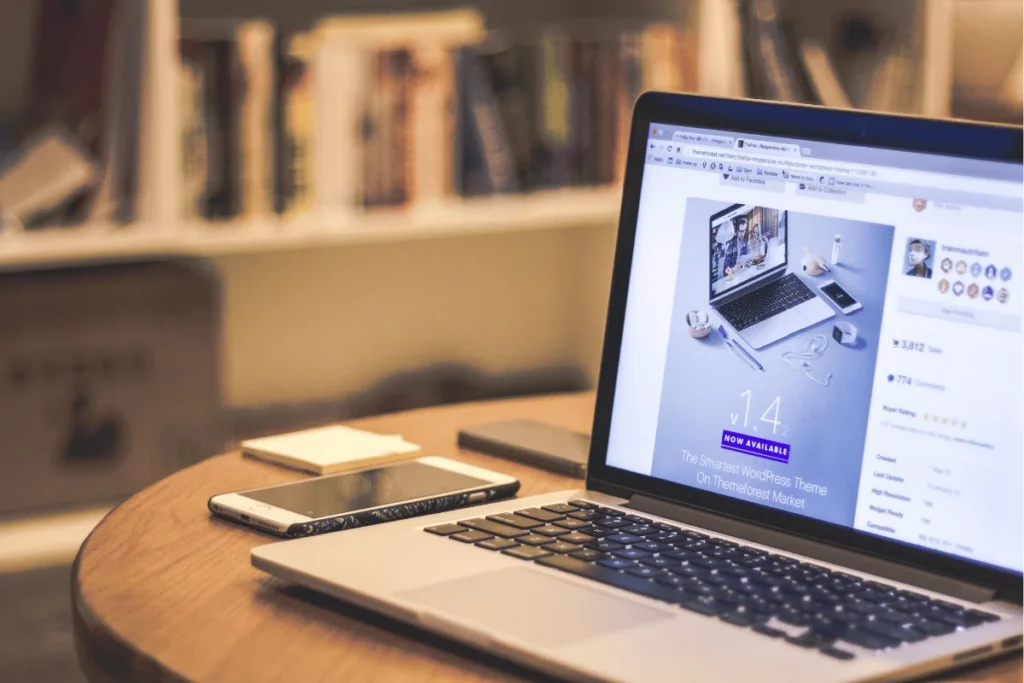 Typing on a MacBook Air with an empty browser window displayed